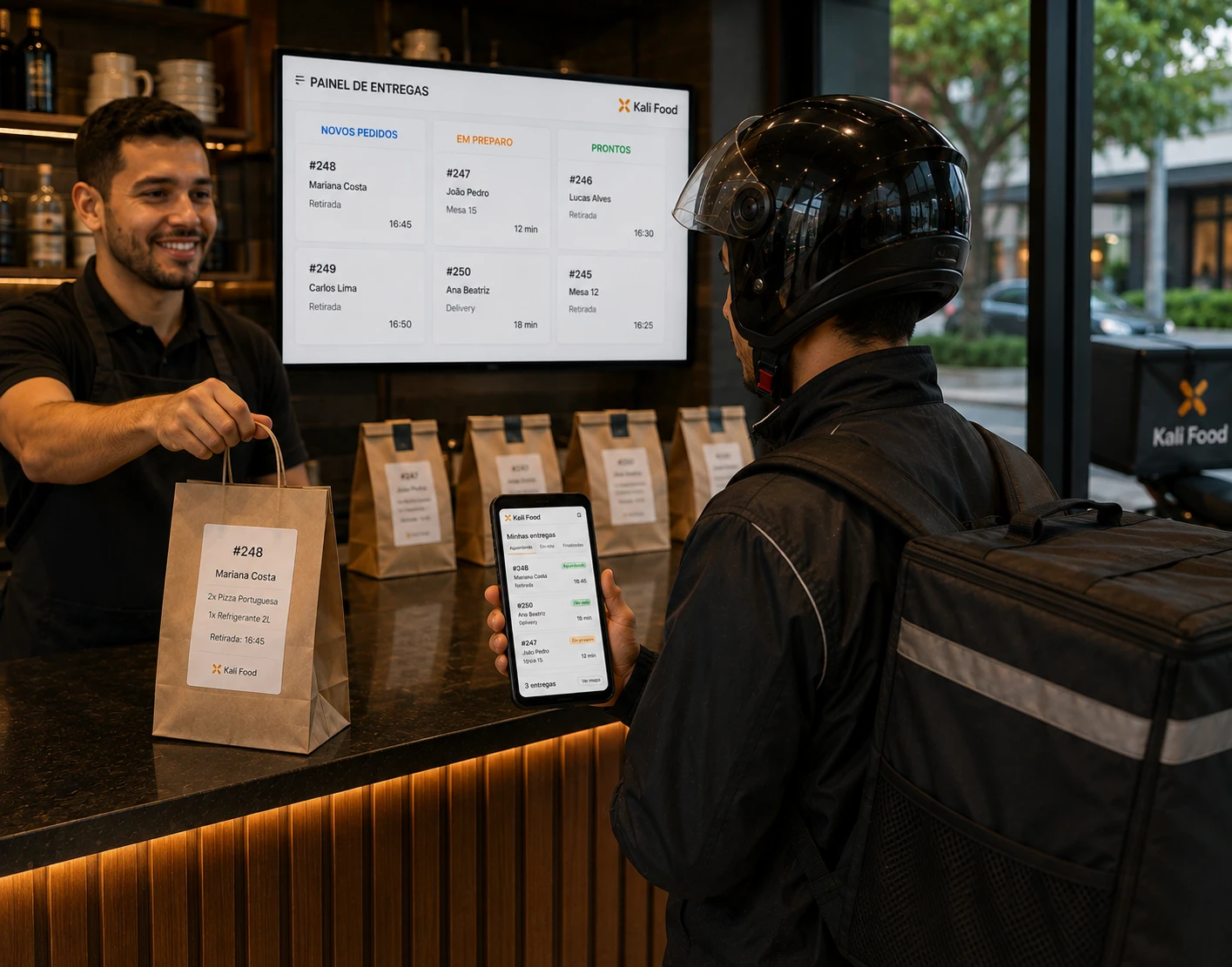 Delivery próprio com painel do entregador